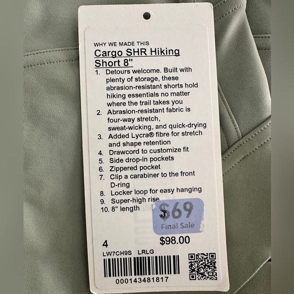 Lululemon Cargo Super-High-Rise Hiking Short 8" NWOT - Picture 2 of 6